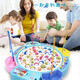 MiNong children's concentration training family board game parent-child interactive board game 2 kindergarten fishing toys 3 years old blue medium fish plate with 25 magnetic fish + music ordinary version ordinary battery