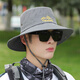 Huishishang Sun Hat Men's Sun Hat Men's Summer Breathable Large Brim Sun Hat Outdoor Mountaineering Men's Cycling Fishing Fisherman's Hat (Gray) Adjustable (With Windproof Rope)