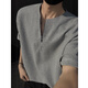 Kurz amerikanische Halbzipper Kurzärärmelte T-Shirt Herren 25 Sommer New High Street Trend Marke Waffle T-Shirt Lose halbärmeligste Top White XL (125-145jin [Jin ist gleich 0,5 kg])