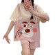 Jingpufei Sommer lose Kurzärärmel-Frauen-Pyjamas Heimkleidung 2025 Casual and Bequeme Frühlings- und Herbst Sommerstil Guangzhou Dreizehn Zeilen 684 Strap Bär 180 xl Code [Empfohlen 112-125jin [Jin gleich 0,5 kg]]