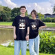 Different couples' suits, summer short-sleeved 2024 new summer internet celebrity feels like a special T-shirt trend. Black women's clothing single-piece-698 couples panda L