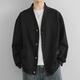 HUALIN FASHION collar sweater men's spring and autumn fashion brand casual lazy style cardigan jacket feeling Japanese jacket top BJ723 black M (about 90-110Jin [Jin equals 0.5 kg] can be worn)