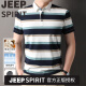 JEEP SPIRIT夏季纯棉条纹polo衫男士薄款翻领短袖tT恤修身商务休闲半袖中青年 吉普品牌P7036款黑绿