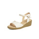 Rote Libellie-Fly Heeled Damens Sandalen 2025 Sommer Neues Kuhlatten-Ein-Streik-Frauenschuhe weiche Sohle bequeme Mutter Sandalen WJK25811 Bei White 37