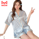 Catman (Miiow) Nuevo pijama de manga corta de satén de satén de seda de satén de verano para mujeres pantalones de lujo de lujo de lujo