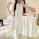 S.SOFEA夏季新款甜美卡通女睡衣三件套可外穿家居服套装 HS  SW761# 185 XXL