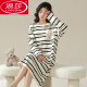 
LangSha 2025 new nightgown for women in spring and autumn long-sleeved pure cotton high-end autumn pajamas can be worn with striped home clothes on the outside W9764 long-sleeved nightgown XL 110-125Jin [Jin equals 0.5 kg]