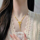 Fat Donglai's same style 18K gold small gourd necklace, Laofengfeng gold color female 18k color gold clavicle chain 2025 new fugitive princess ribbon bow necklace
