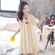
Snoopy (SNOOPY) summer new style short-sleeved girls nightgown loose girls nightgown ice silk medium-sized children's pajamas dress 687 short-sleeved lace bow apricot nightgown 170 cm