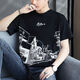 Yalu cotton short-sleeved T-shirt for men 2025 new half-sleeved T-shirt loose trendy summer men's top Z829 gray M [Suggested 90-115Jin [Jin equals 0.5 kg]]