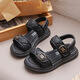S.SOFEA Summer Girls Sandals Fashion Princess Casual Shoes 2025 Velcro xd-653 Black 26 / Inner Length 16.2cm