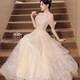 
Kaizitu evening dress for women's birthday party adult ceremony graduation ceremony host champagne color XL