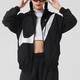 耐克（NIKE）女子大勾撞色运动套装 2025夏季跑步健身训练服潮流时尚休闲衣裤 聚酯纤维 黑白连帽夹克外套 上装 M