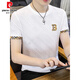 Pier Cardin Summer Hielo para hombres Seda Camiseta de manga corta Slim Camiseta de secado rápido a media manga delgada Top de modernas altas altas altas tierras [de dos piezas] 890 White + 698 White XL 130-145Jin [Jin iguala 0.5 kg]