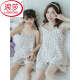 LangSha (LangSha) pure cotton girls pajamas summer thin sleeveless suspender cotton yarn set fashionable girl big children mother and daughter home clothes EDL-11303 apricot-cotton yarn M mother/L size recommended height 160-165C (100