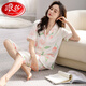 Langsha 2025 sinnlicher Pyjama-Sommer-Sommer-Kurzarm-Kurzhose Seidenmutter Revers Home Clothing Set Outdoor MD983 M [Vorgeschlagen 80-100jin [Jin ist 0,5 kg]]