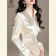 AEMAPE2026 Spring New Temperament Top Unique, Beautiful, Western Style Cool Watery Waist Shirt Women White L 115-130Jin Jin equals 0.5 kg
