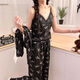 Lexi Beilu Spring V-Neck Pyjamas Frauen-Drei-teiliger Set mit Brustpaddleboard süßer Hauskleidung JHX-13803p#Gray 170 m