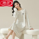 
LangSha 2025 new nightgown for women in spring and autumn long-sleeved pure cotton high-end autumn pajamas can be worn with striped home clothes on the outside W9764 long-sleeved nightgown XL 110-125Jin [Jin equals 0.5 kg]