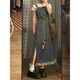FHHUABD NEUE DENIM Kleid Damen Retro Fellgurt Rock Koreaner locker schlanker Rock mit mittlerer Länge 833 Gurtrock L.