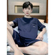 Catman (MiiOW) pajamas men's summer pure cotton thin shorts can be worn on the outside for casual men's plus-size cool home clothing set 9930# L [Suggested 100-120Jin [Jin equals 0.5 kg]]