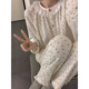 荣西图（RONGXITU）云朵棉睡衣女长袖长裤宽松大码家居服套装 826#蓝竖条花朵 170 M
