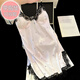 COLORFUL GEMS冰丝睡裙女夏季V领吊带胸垫款甜辣气质家居服 F902#草莓 170 M