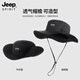 JEEP SPIRITJeep Men's Fisherman Hat Outdoor Sun Protection Sun Hat Summer New Style Dark Gray Three-piece Set 687 Adjustable