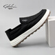 Shachi Sports Tissu Chaussures Chaussures masculines 2025 Spring New Style Lightweight Toivas Chaussures Men's Casual Chaussures Lazy Chaussures noires S523123A 40