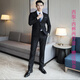 Xichen large size suit suit for men loose slimming formal suit jacket groom groomsman wedding dress two-piece black two-piece set 3XL (recommended 150-165)