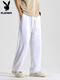 
Playboy (PLAYBOY) ice silk casual pants for men's summer thin loose straight sports pants draped wide-leg long pants trendy CK693 purple XL 130-150Jin [Jin equals 0.5 kg]