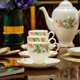 Jingqiu underglaze color high-end water set Jingdezhen high temperature bone china tea set water cup kettle complete set household gift box underglaze color flowery water set 13 pieces