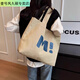 Ins tote bag canvas bag large capacity strong supermarket shopping bag simple and versatile 2024 one-shoulder portable off-white thickened and reinforced upgraded more durable canvas fabric