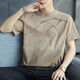 Yalu cotton short-sleeved T-shirt for men 2025 new half-sleeved T-shirt loose trendy summer men's top Z829 gray M [Suggested 90-115Jin [Jin equals 0.5 kg]]