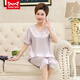 
Catman MIIOW ice silk pajamas for women with cropped sleeves new style summer middle-aged and elderly mothers can wear home clothes outside 683 bean paste [cronylene sleeves trousers] M Recommended 80-100Jin [Jin equals 0.5 kg]