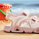 ANTA children's sandals, men's and women's shoes, 2025 summer new summer Velcro children's open toe arch beach shoes, girls, light pink/ivory white-10 35