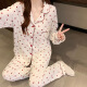 S.SOFEA PAJAMAS DE PAJAMAS MUJERES Estilo coreano Ins Mangas largas Pantalones de ropa para el hogar F3527-175 L