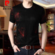 
Pierre cardin ice silk t-shirt men's short-sleeved summer new T-shirt round neck top men's burnt flower hollow domineering personality t-shirt blue 9767 XL 175
