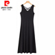 Pierre Cardin Modal Fabric 2025 Sommer Neues schöner Rücken Schlankes Temperament Schlanker Kleid Lange französische Hosenträger Rock Frauen 3880# Black 2xl Empfohlen [116-130jin [Jin gleich 0,5 kg]] zu kaufen