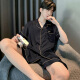 Catman MiiOW pajamas men's summer thin ice silk short-sleeved teenagers can wear men's 2025 new home clothing set 12532 [Yunduo Cotton Crepe] L (suggested height 170, weight 100-13