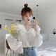 
Yu Zhaolin (YUZHAOLIN) [2694 people collect] 2025 summer new short-sleeved T-shirt for women's tops fashionable lace ruffled V-neck shirt white short-sleeved L