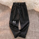 Her style black love bow jeans for women spring and autumn new high waist design straight wide leg long pants trendy ins black pants XS