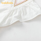 Balabala children's clothing girls short-sleeved shirt 2025 summer new sweet ruffle top original white 10101 120