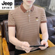 Jeep Spirit Brand Ice Silk T-shirt à manches courtes Été masculin 2025 New Colladed Striped Polo T-shirt Vêtements décontractés pour hommes Y6626 Gray L 170