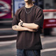 
JEEP SPIRIT genuine Jeep high-end short-sleeved men's 2025 summer new T-shirt men's American trendy brand heavy loose casual top 9207 dark brown T-shirt XL size suitable for 150-170Jin [Jin equals 0.5 kg]