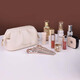 Jin Riman Portable Cosmetic Bag Women's Large Capacity New Cosmetic Small Storage Bag Light Luxury Portable Toiletries Bag Storage Bag French Portable Grab Bag Milk Apricot White