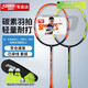 红双喜DHS羽毛球拍对拍套装碳素E-EG810（含羽毛球手胶）