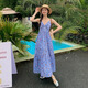 Wei Guangli 2025 Sommer neuer französischer Tee Break Gentle Blumen-Hosenträger Kleider Meer Urlaub Temperament V-Ausschnitt Strand Langer Rock Spring Branch Floral Kleid lila M-Code 80-110jin [Jin entspricht 0,5 kg]