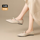 Zhr Top Layer Cowhide Mary Zhen Chaussures pour femmes Boucle de mode polyvalente Soft Sole Light Bouche célibataire pour femmes S687 BEIGE 36
