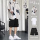 S.SOFEA summer short-sleeved work suit three-piece set for male students versatile handsome shirt suit three-piece set 1283 black + work suit shorts + T-shirt XS
